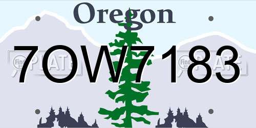 7OW7183 Oregon License Plate