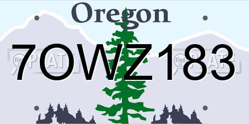 7OWZ183 Oregon License Plate