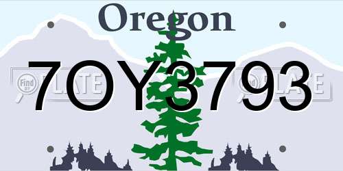 7OY3793 Oregon License Plate