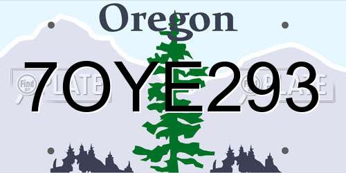 7OYE293 Oregon License Plate