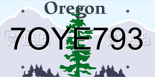 7OYE793 Oregon License Plate