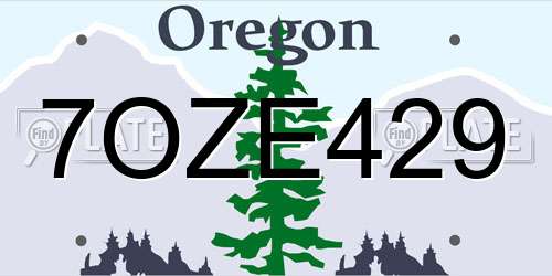 7OZE429 Oregon License Plate