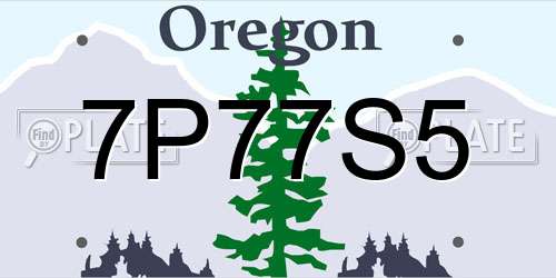 7P77S5 Oregon License Plate