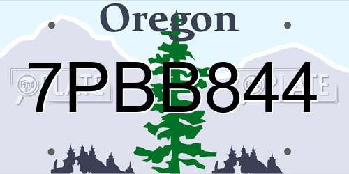 7PBB844 Oregon License Plate
