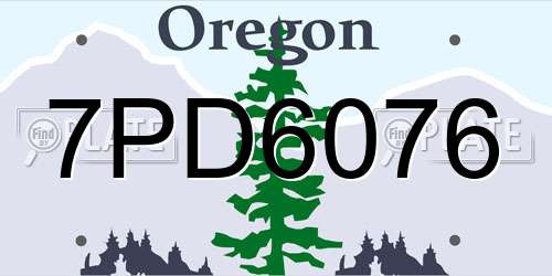 7PD6076 Oregon License Plate