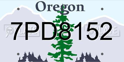 7PD8152 Oregon License Plate