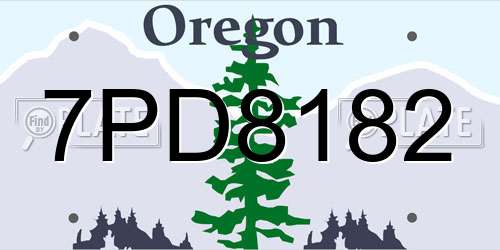 7PD8182 Oregon License Plate