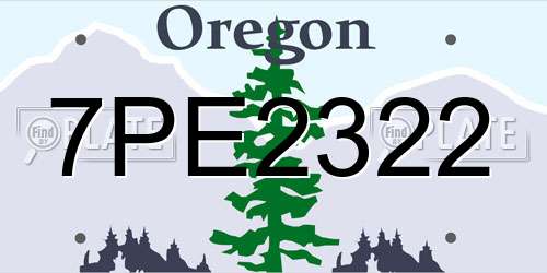 7PE2322 Oregon License Plate