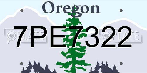 7PE7322 Oregon License Plate