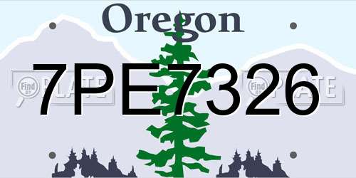 7PE7326 Oregon License Plate