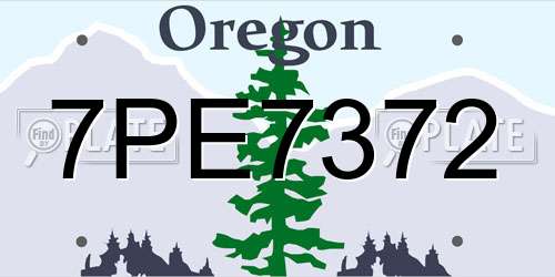 7PE7372 Oregon License Plate