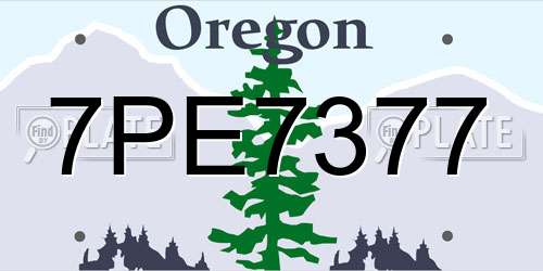 7PE7377 Oregon License Plate