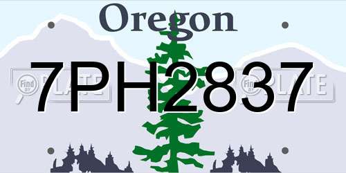 7PH2837 Oregon License Plate