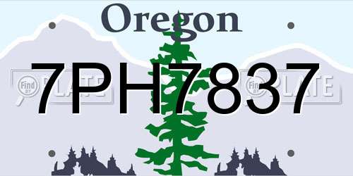 7PH7837 Oregon License Plate