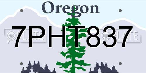 7PHT837 Oregon License Plate