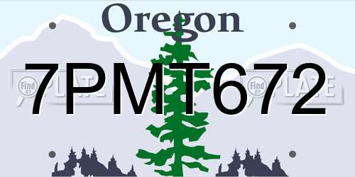 7PMT672 Oregon License Plate