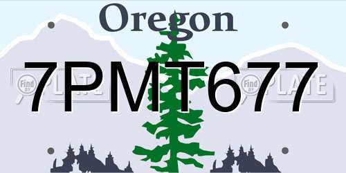 7PMT677 Oregon License Plate