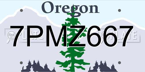 7PMZ667 Oregon License Plate