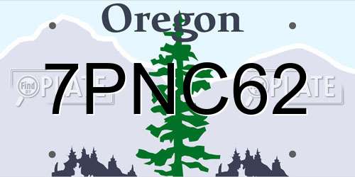 7PNC62 Oregon License Plate
