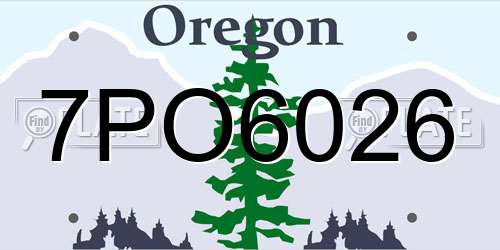 7PO6026 Oregon License Plate
