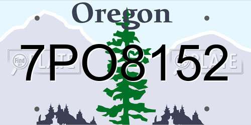 7PO8152 Oregon License Plate