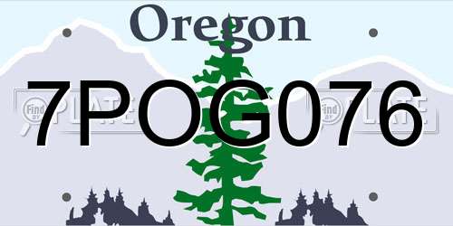 7POG076 Oregon License Plate
