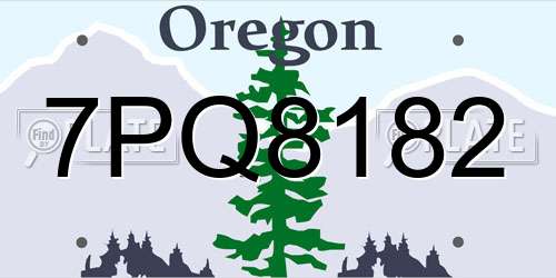 7PQ8182 Oregon License Plate