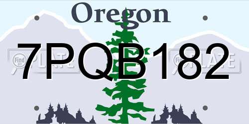 7PQB182 Oregon License Plate
