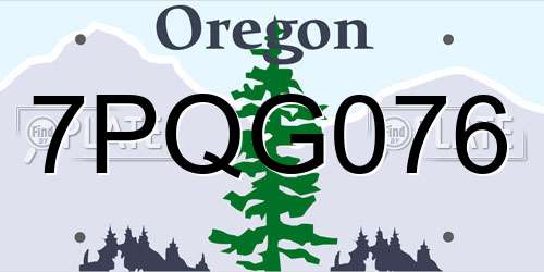 7PQG076 Oregon License Plate