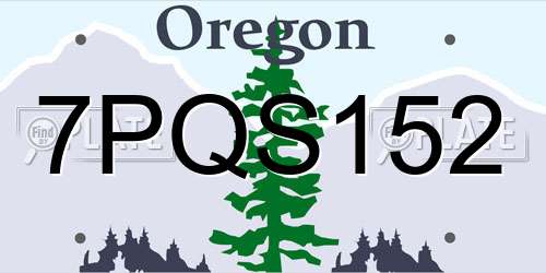 7PQS152 Oregon License Plate