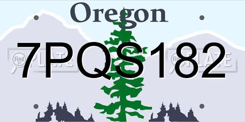 7PQS182 Oregon License Plate