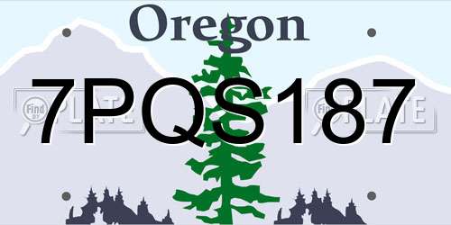 7PQS187 Oregon License Plate