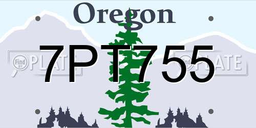 7PT755 Oregon License Plate