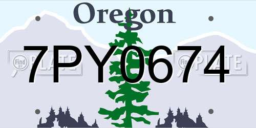 7PY0674 Oregon License Plate