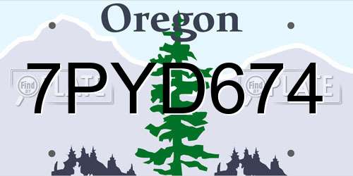 7PYD674 Oregon License Plate