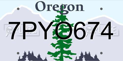 7PYO674 Oregon License Plate