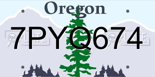 7PYQ674 Oregon License Plate