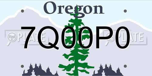 7Q00P0 Oregon License Plate