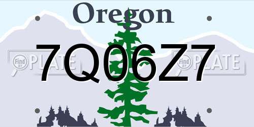 7Q06Z7 Oregon License Plate