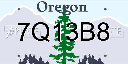 7Q13B8 Oregon License Plate