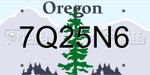 7Q25N6 Oregon License Plate