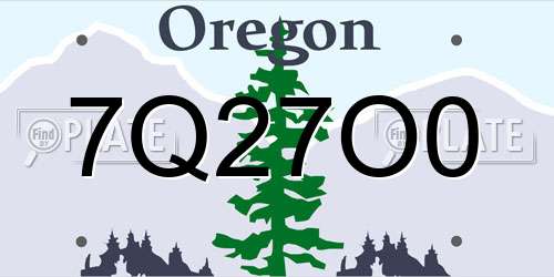 7Q27O0 Oregon License Plate