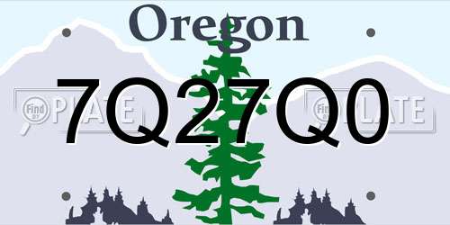 7Q27Q0 Oregon License Plate