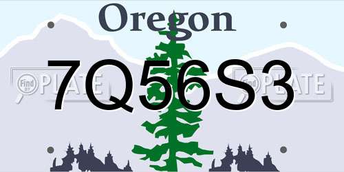 7Q56S3 Oregon License Plate