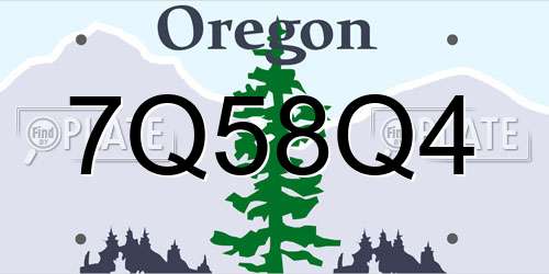 7Q58Q4 Oregon License Plate