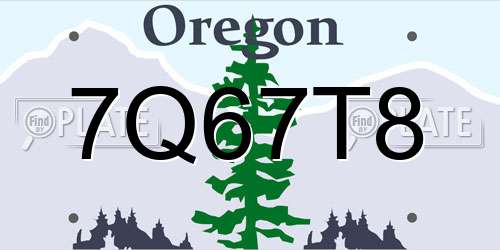 7Q67T8 Oregon License Plate