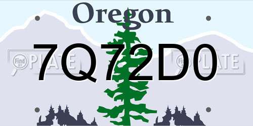 7Q72D0 Oregon License Plate