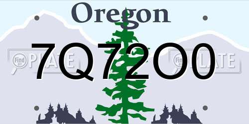 7Q72O0 Oregon License Plate
