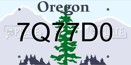 7Q77D0 Oregon License Plate