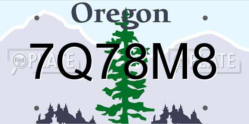 7Q78M8 Oregon License Plate